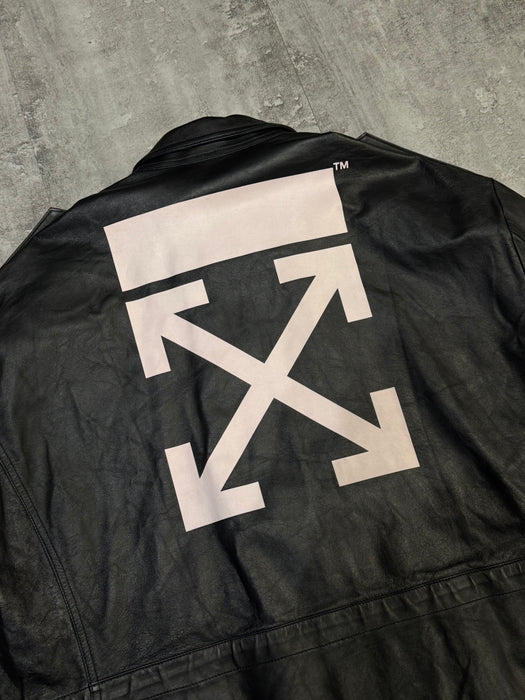Off-White Arrows Leather Jacket Black (USED) | Vitnage Clothing Store Canada