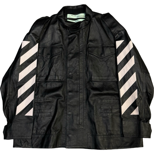 Off-White Arrows Leather Jacket Black (USED) | Vintage Clothing Store Canada