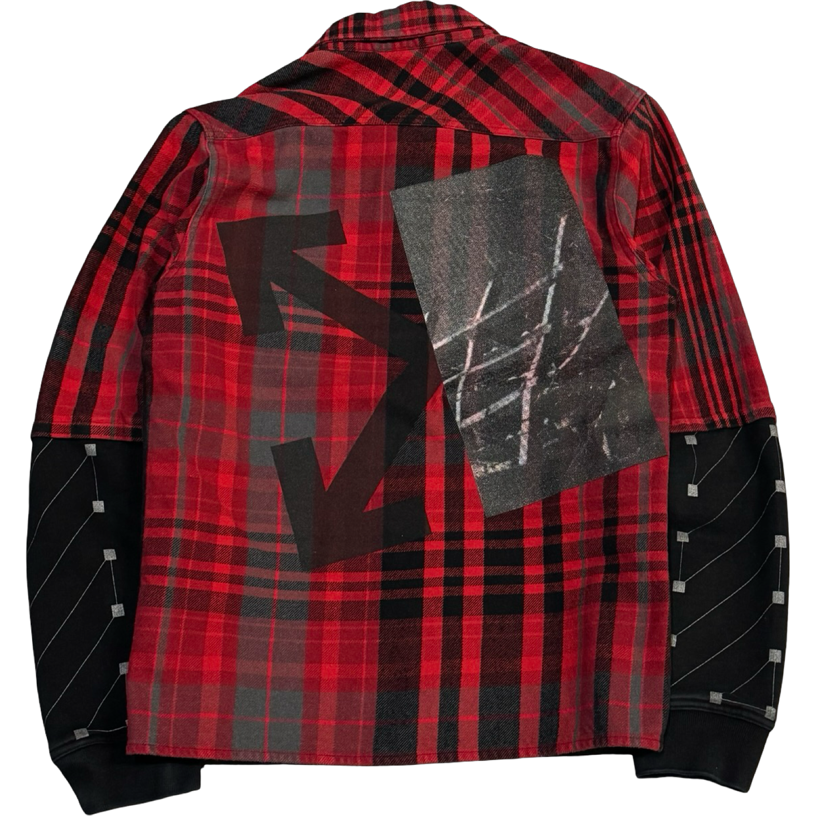 Off-White Jersey Sleeve Plaid Button Up Shirt Red (USED)
