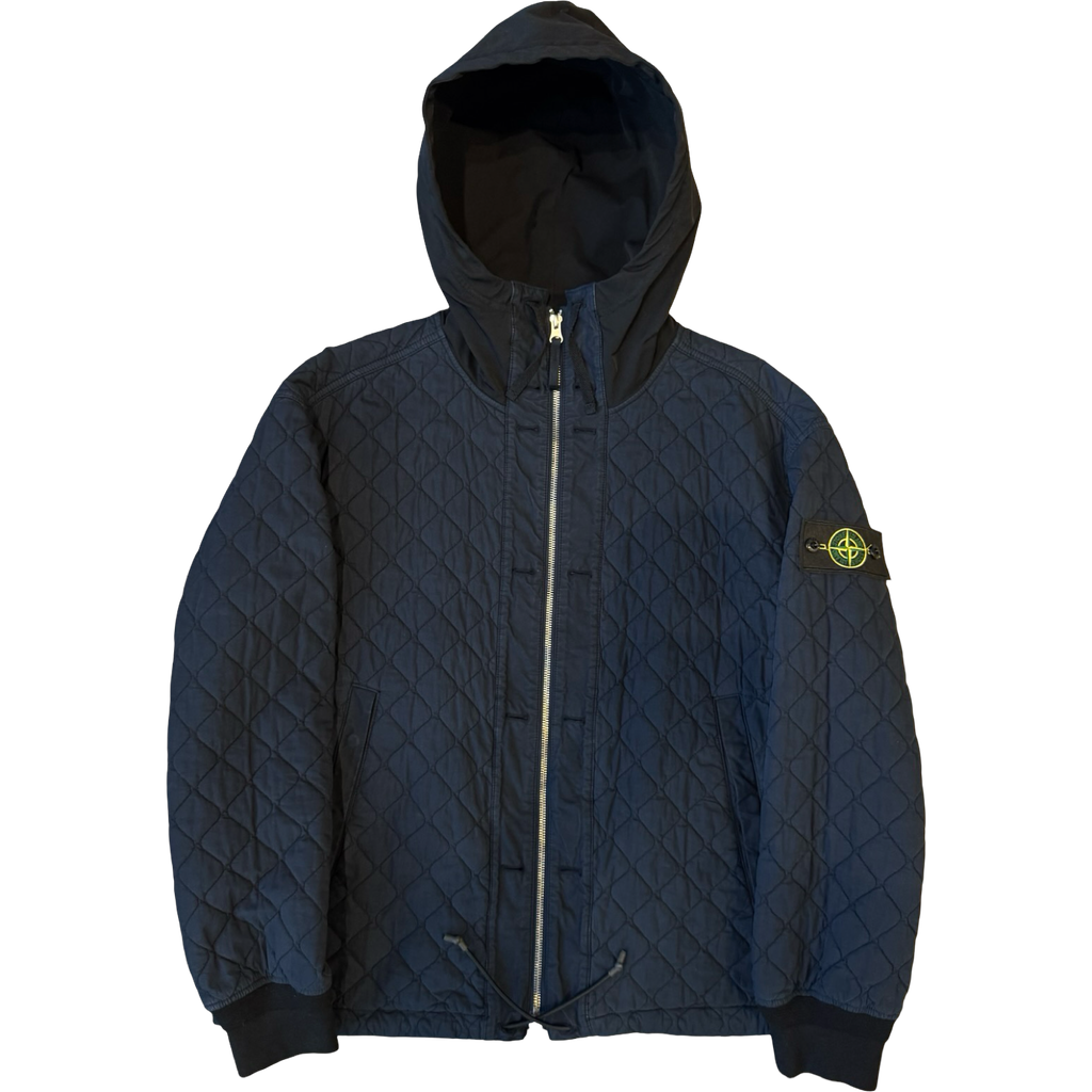 Stone Island Quilted Hooded Zip Up Jacket Navy (USED)