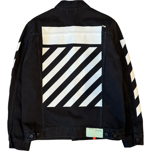 Off-White Diagonal Stripe Denim Jacket Black (USED) | Vintage Clothing Store Canada