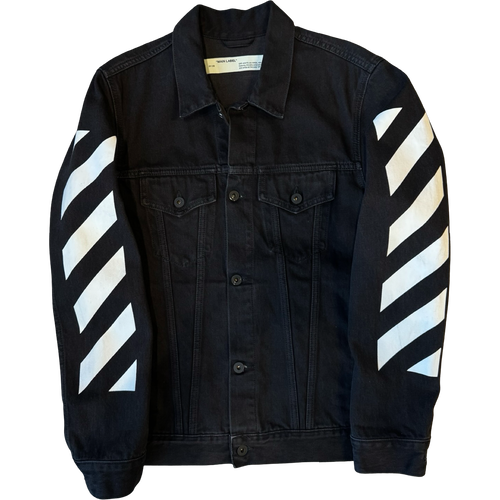 Off-White Diagonal Stripe Denim Jacket Black (USED) | Vintage Clothing Store Canada
