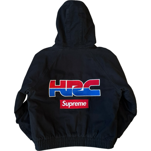 Supreme Honda Fox Racing Puffy Zip Up Jacket Black (USED) | Vintage Clothing Store Canada