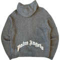 Palm Angels Logo Full Zip Knit Sweater Grey (USED)