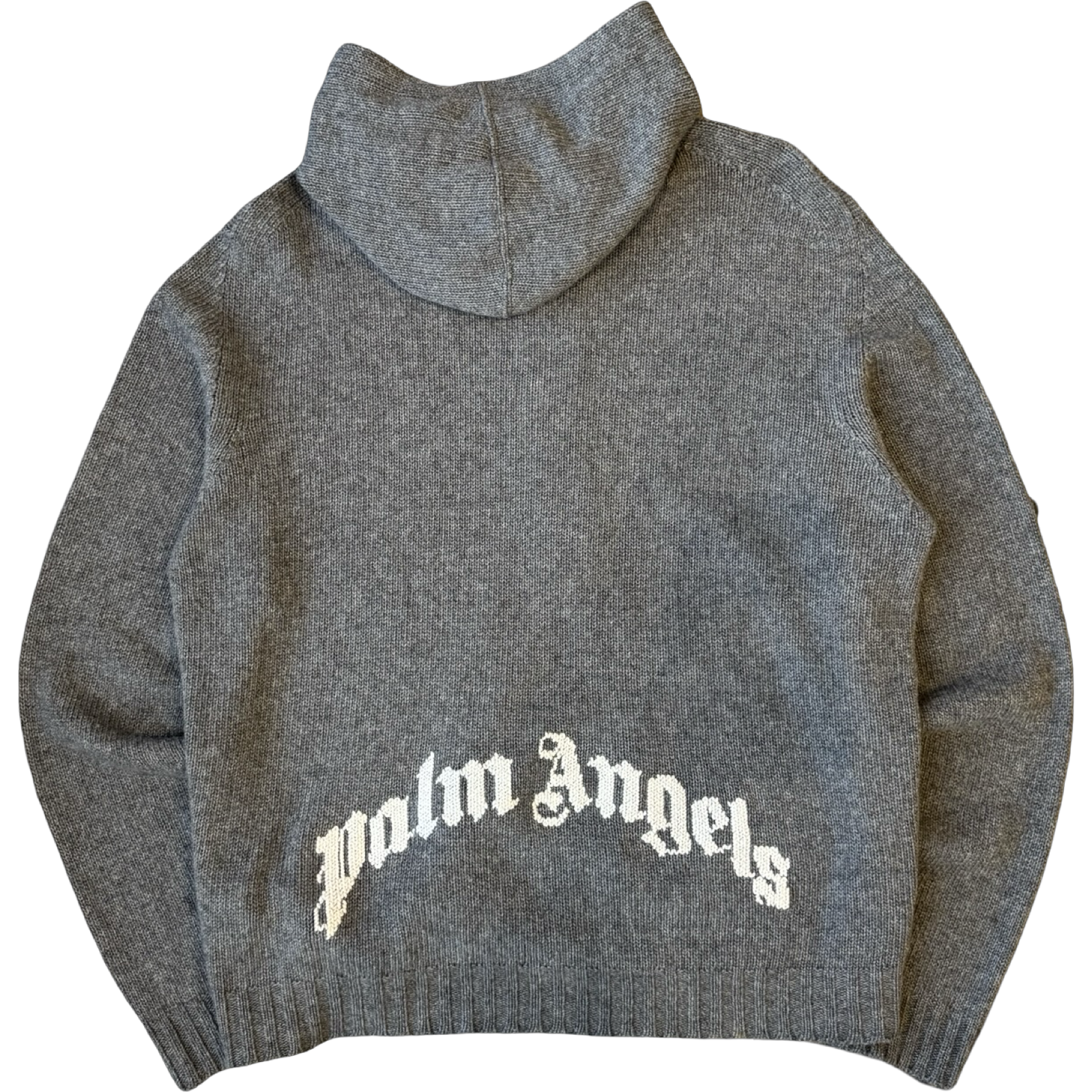 Palm Angels Logo Full Zip Knit Sweater Grey (USED)