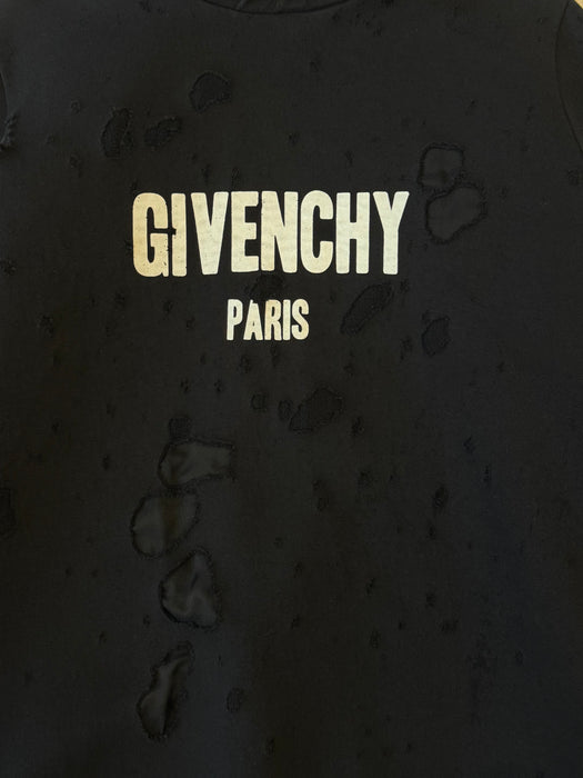 Givenchy Distressed Effect Logo Hoodie Black (USED) | Vitnage Clothing Store Canada