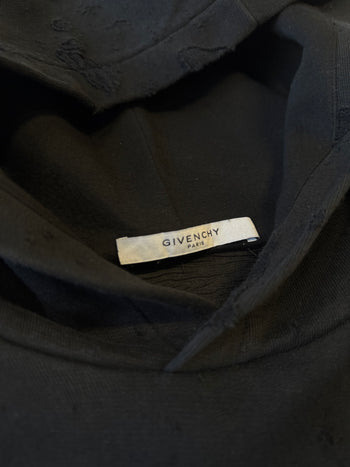 Givenchy Distressed Effect Logo Hoodie Black (USED)
