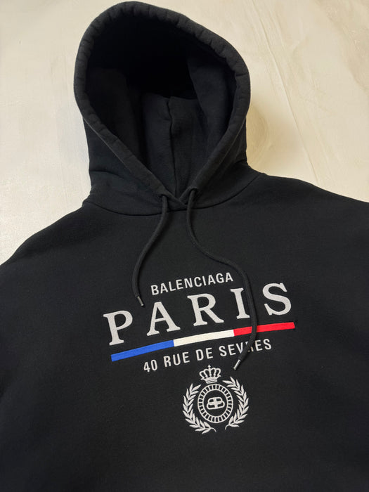 Balenciaga Paris Flag Hoodie Black (USED) | Vitnage Clothing Store Canada
