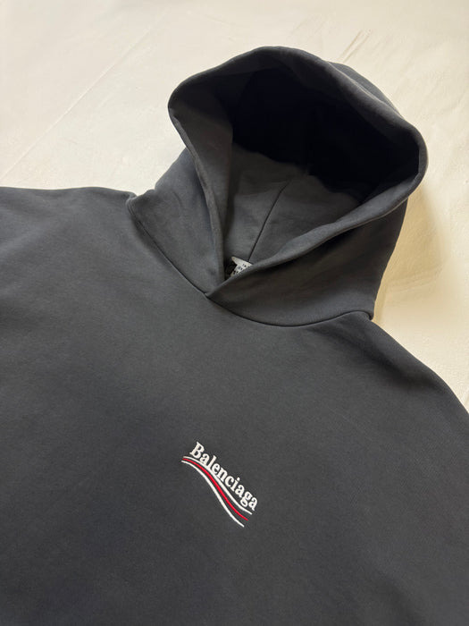 Balenciaga Political Campaign Hoodie Grey (USED) | Vitnage Clothing Store Canada