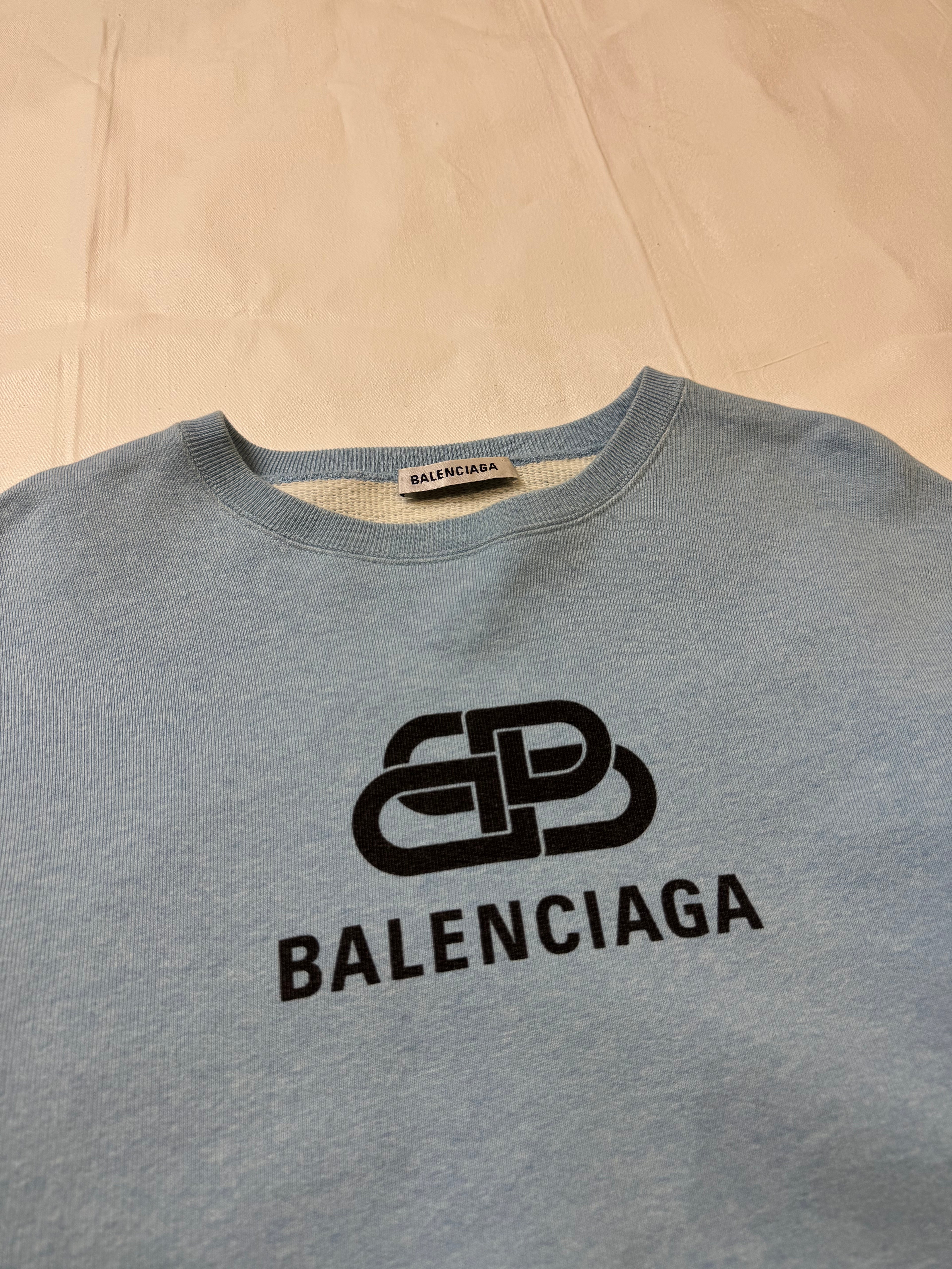 Balenciaga BB Logo Sweatshirt Sky Blue (USED)