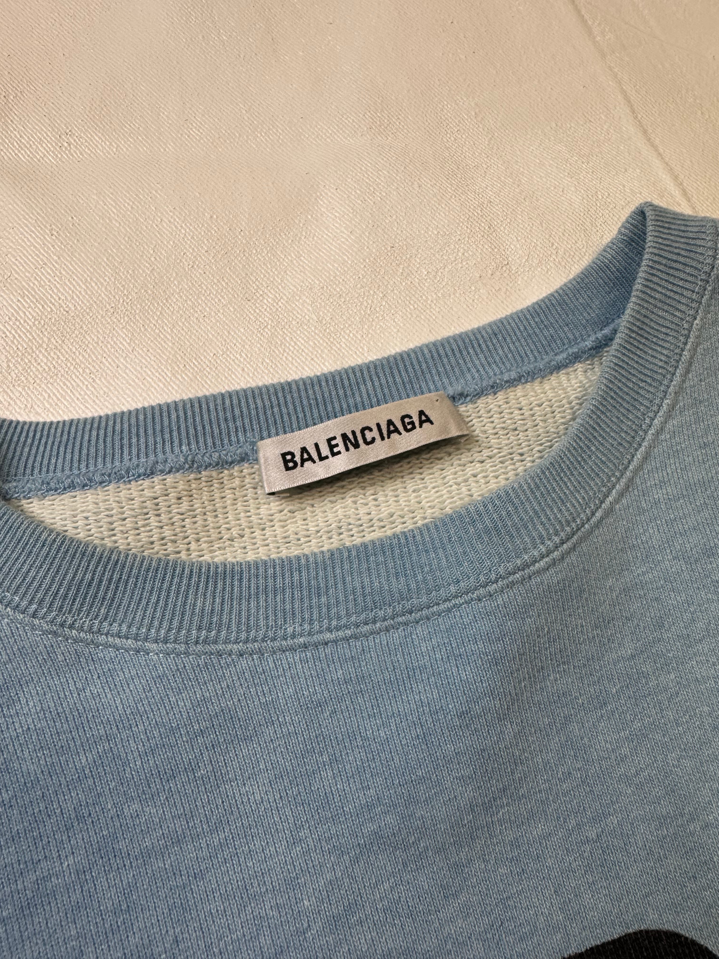 Balenciaga BB Logo Sweatshirt Sky Blue (USED)