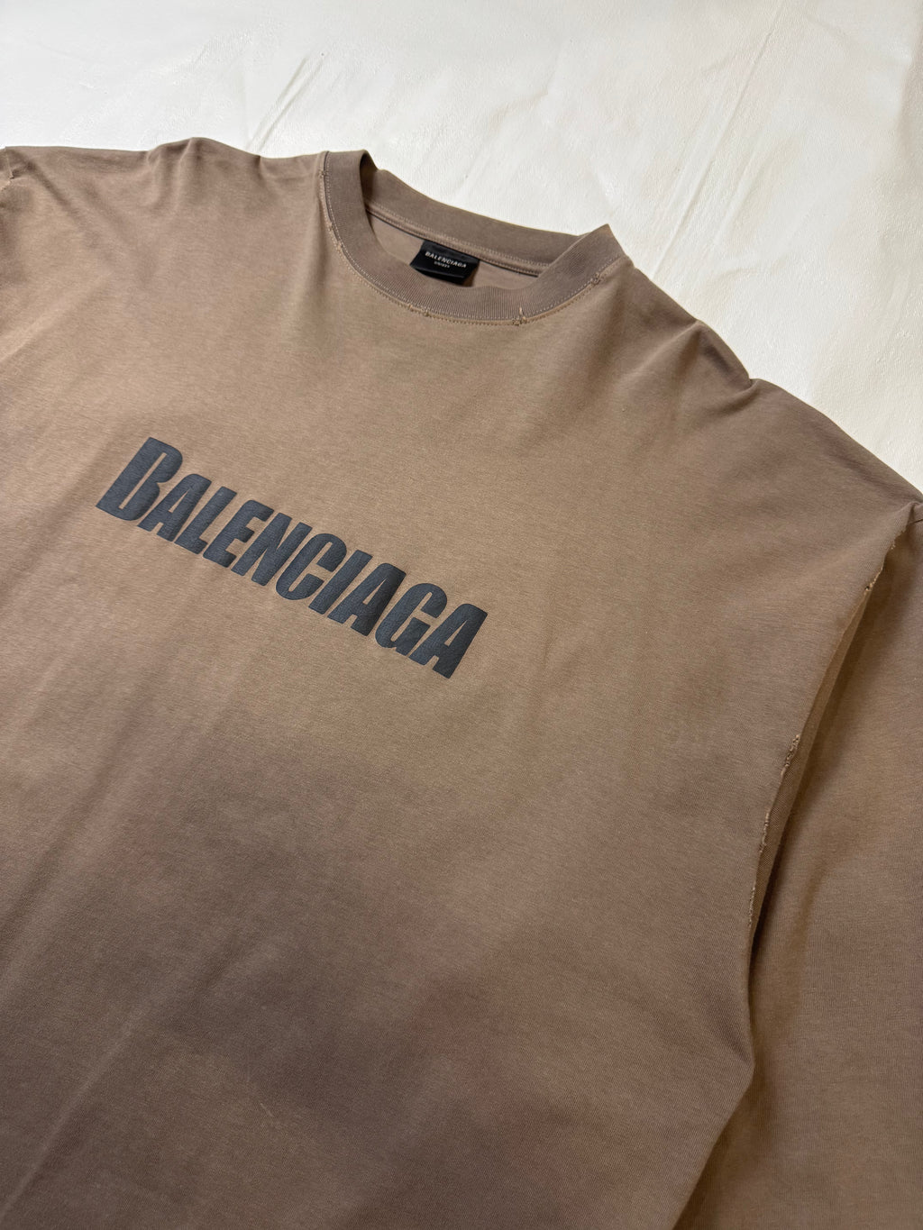 Balenciaga Caps Logo L/S Tee Brown (USED)