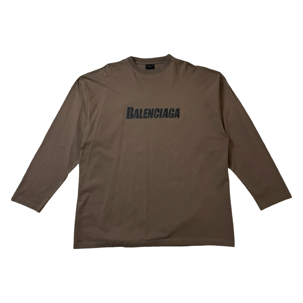 Balenciaga Caps Logo L/S Tee Brown (USED)