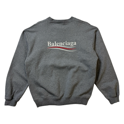 Balenciaga Political Campaign Logo Sweatshirt Grey (USED) | Vintage Clothing Store Canada