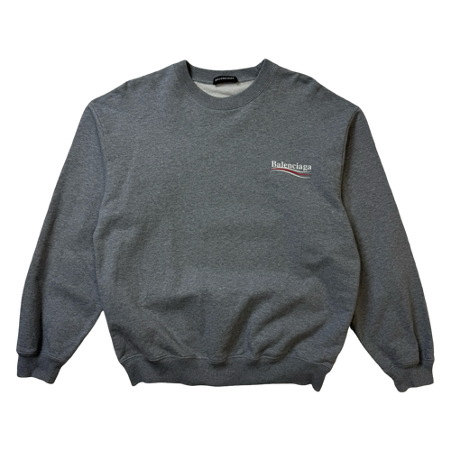 Balenciaga Political Campaign Logo Sweatshirt Grey (USED) | Vintage Clothing Store Canada