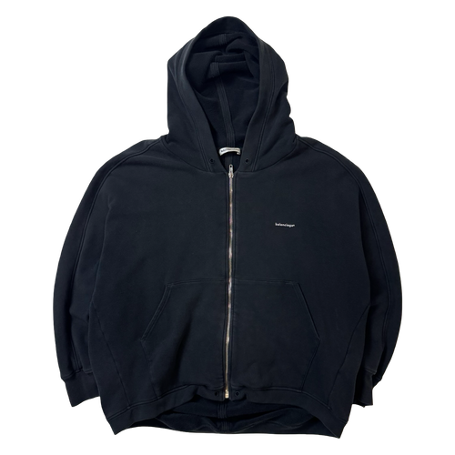 Balenciaga Logo Zip Up Sweater Black (USED) | Vintage Clothing Store Canada