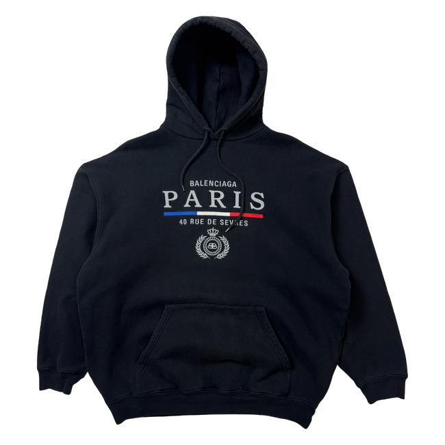 Balenciaga Paris Flag Hoodie Black (USED)