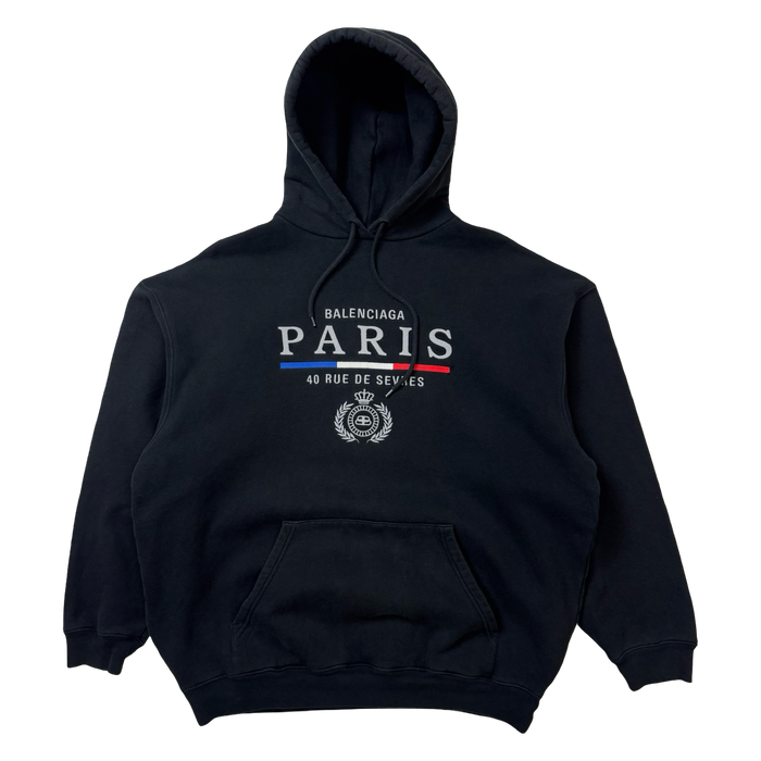 Balenciaga Paris Flag Hoodie Black (USED) | Vitnage Clothing Store Canada