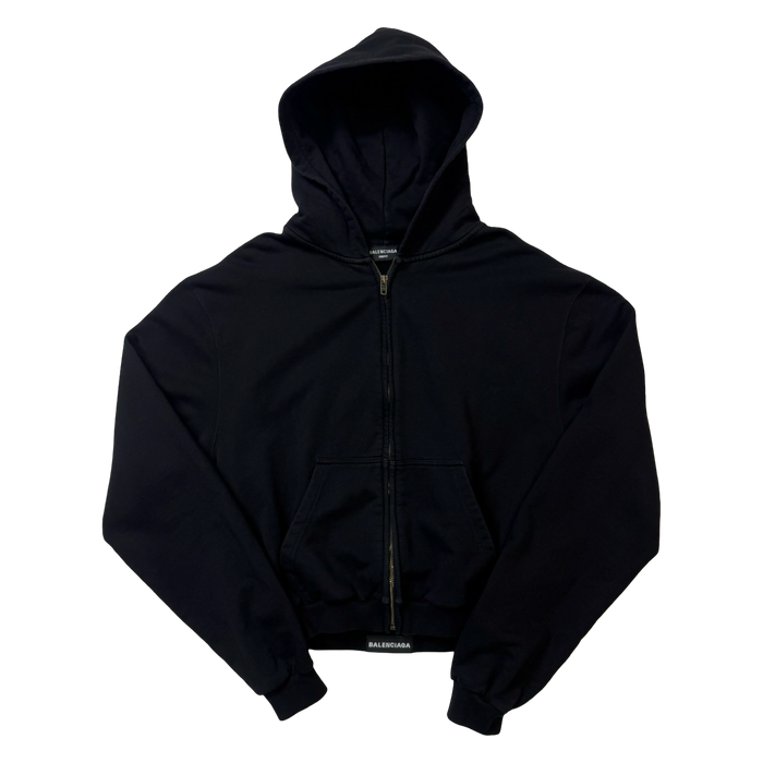 Balenciaga Unifit Cropped Zip Up Sweater Black (USED) | Vitnage Clothing Store Canada
