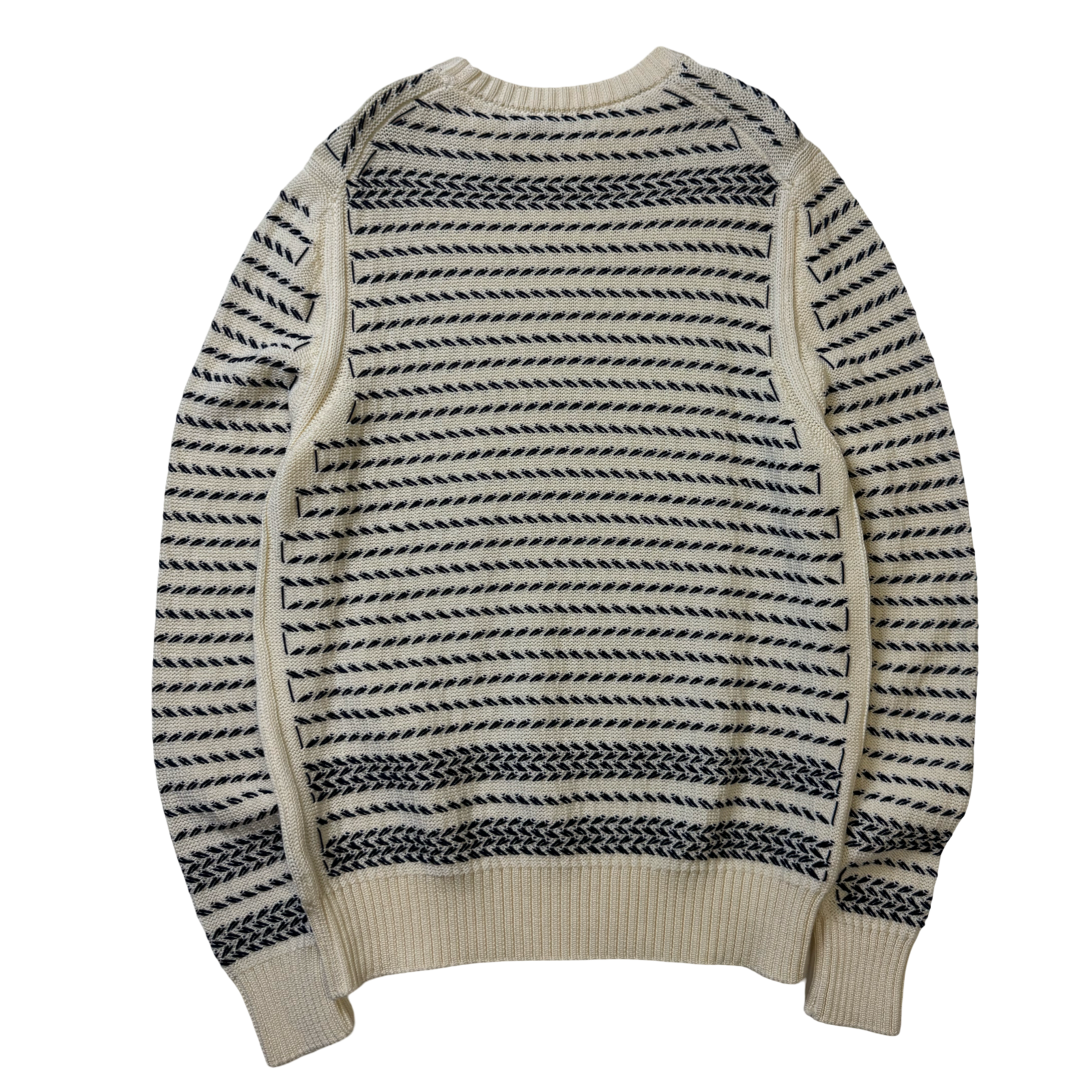 Dior Embroidered Chevron Knit Sweater Cream