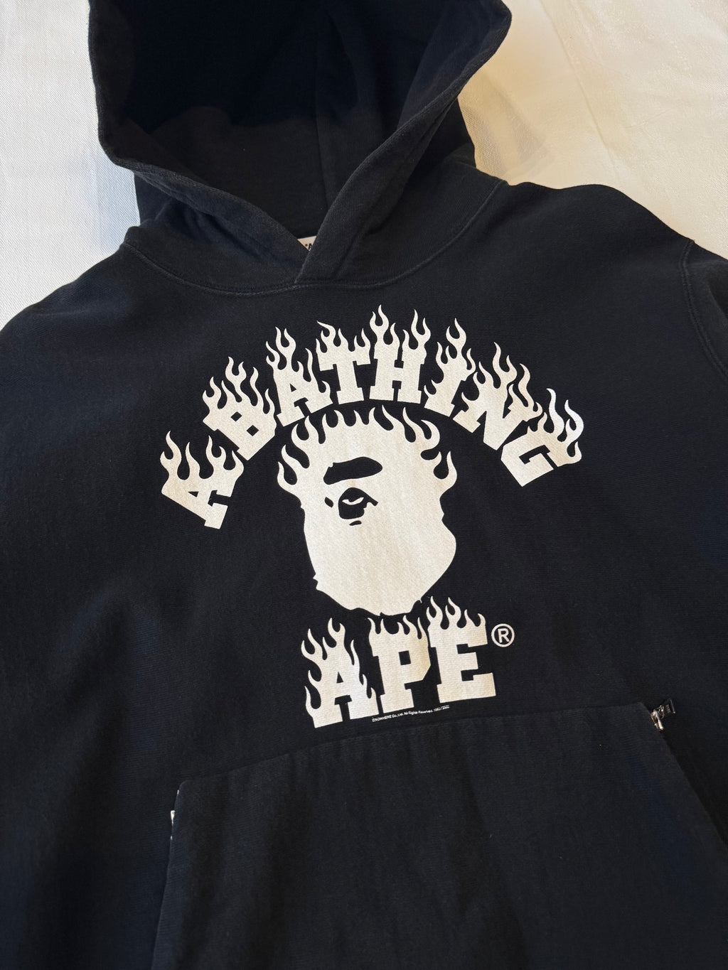 BAPE College Flame Pocket Zip Hoodie Black (USED)