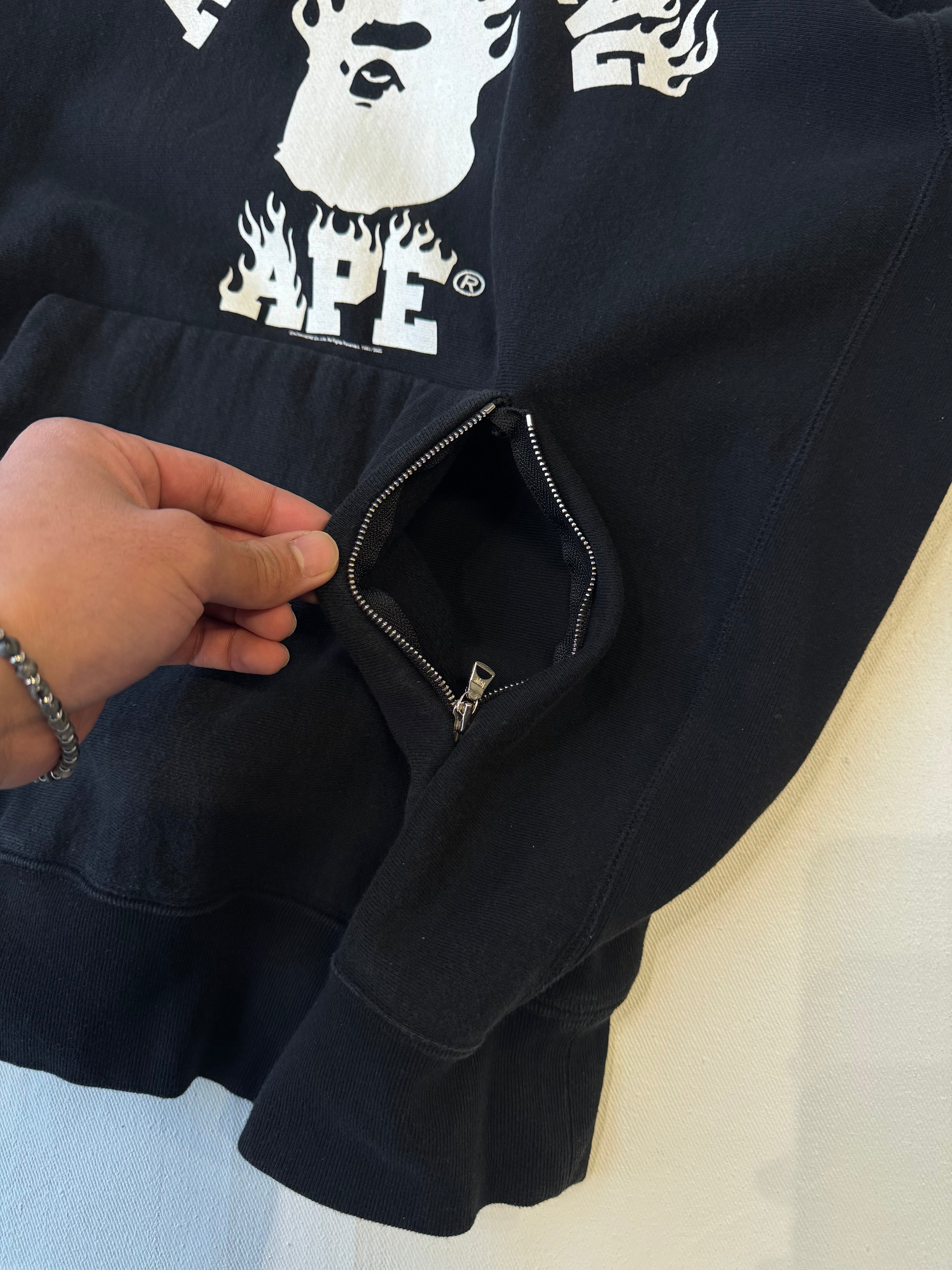 BAPE College Flame Pocket Zip Hoodie Black (USED)
