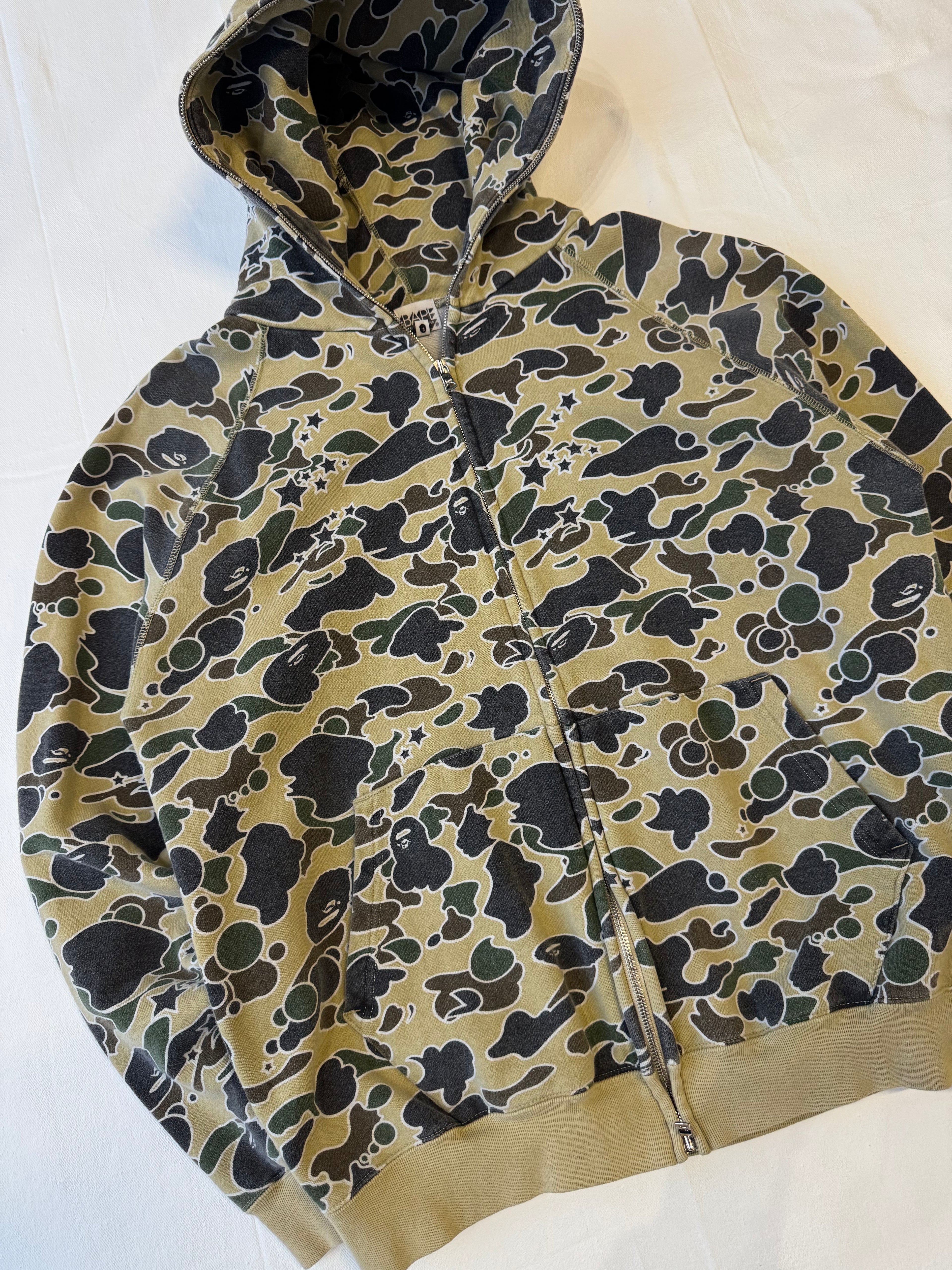 Bape Sta OG Full Zip Up Hoodie Yellow/Green Camo