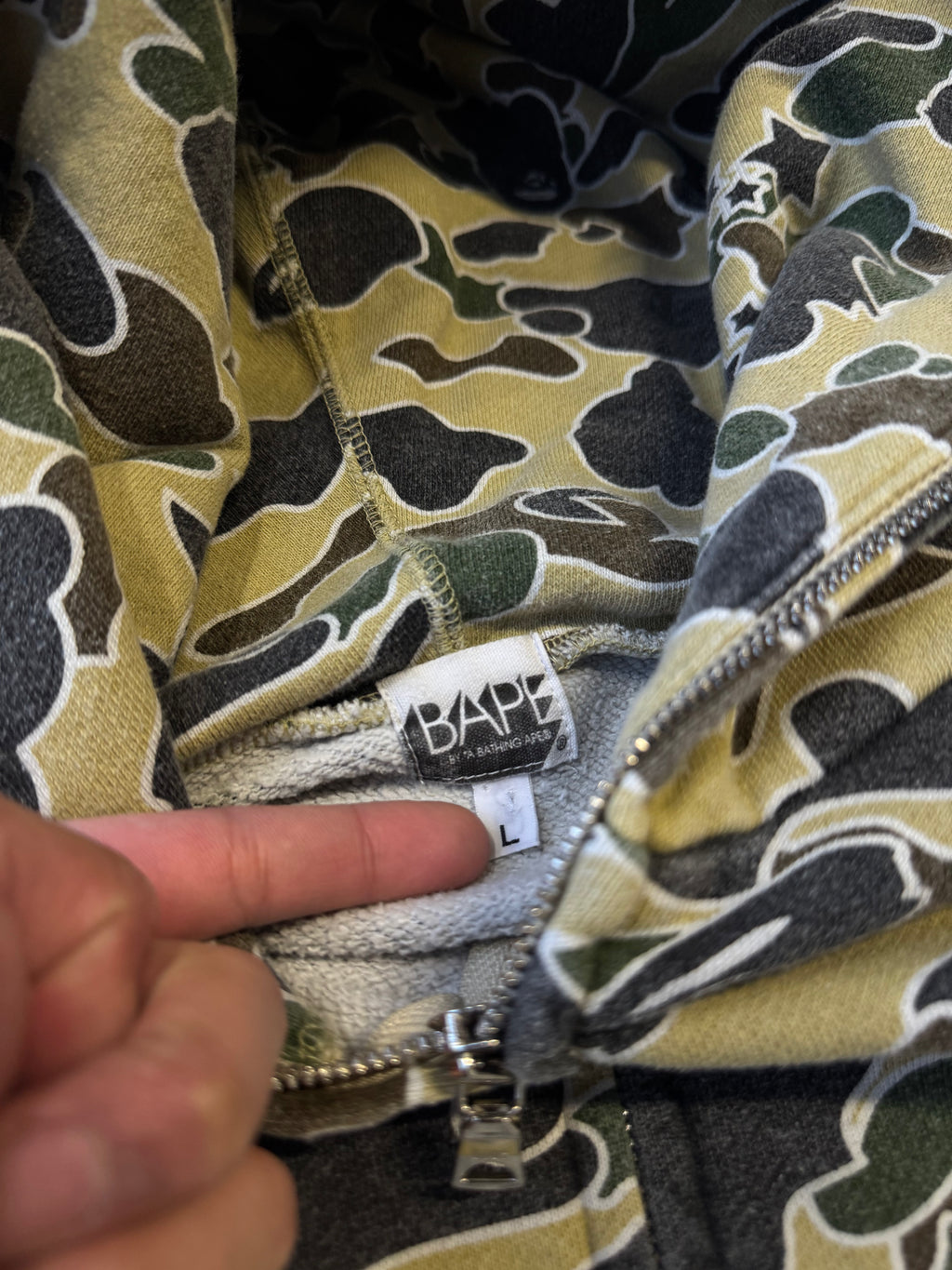 Bape Sta OG Full Zip Up Hoodie Yellow/Green Camo