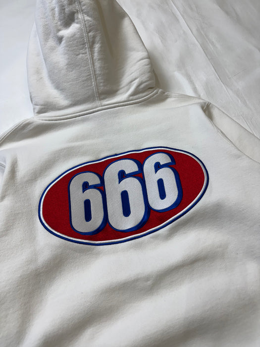 Supreme 666 Zip Up Sweater White (USED) | Vitnage Clothing Store Canada