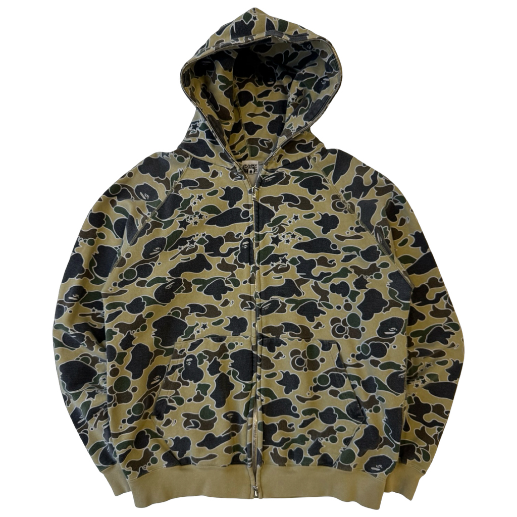 Bape Sta OG Full Zip Up Hoodie Yellow/Green Camo