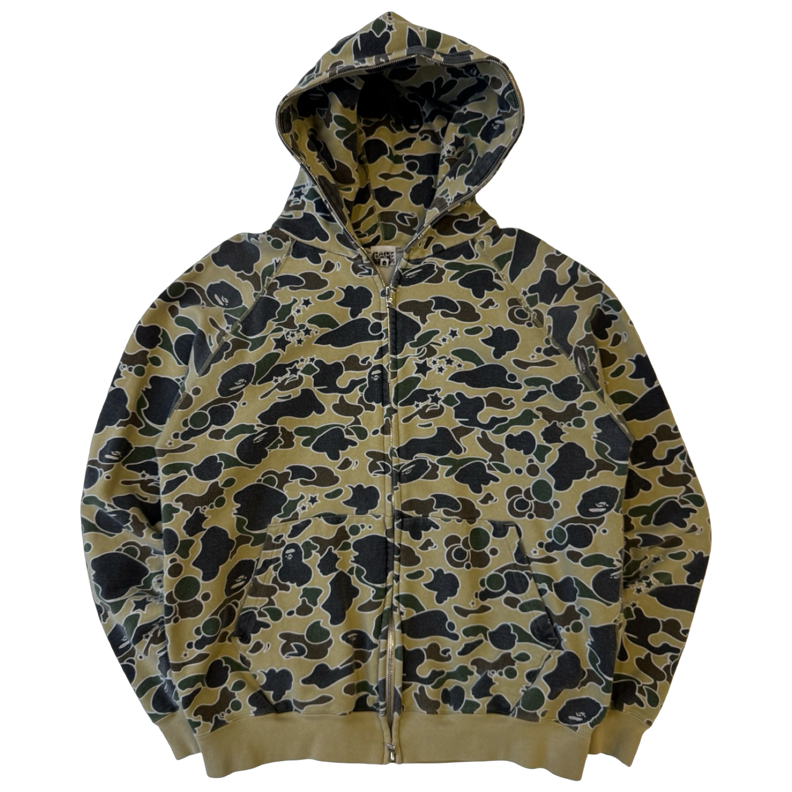 Bape Sta OG Full Zip Up Hoodie Yellow/Green Camo