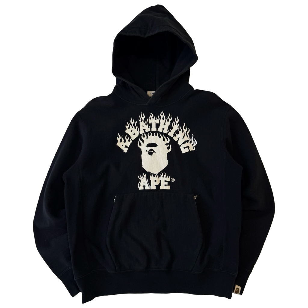 BAPE College Flame Pocket Zip Hoodie Black (USED)