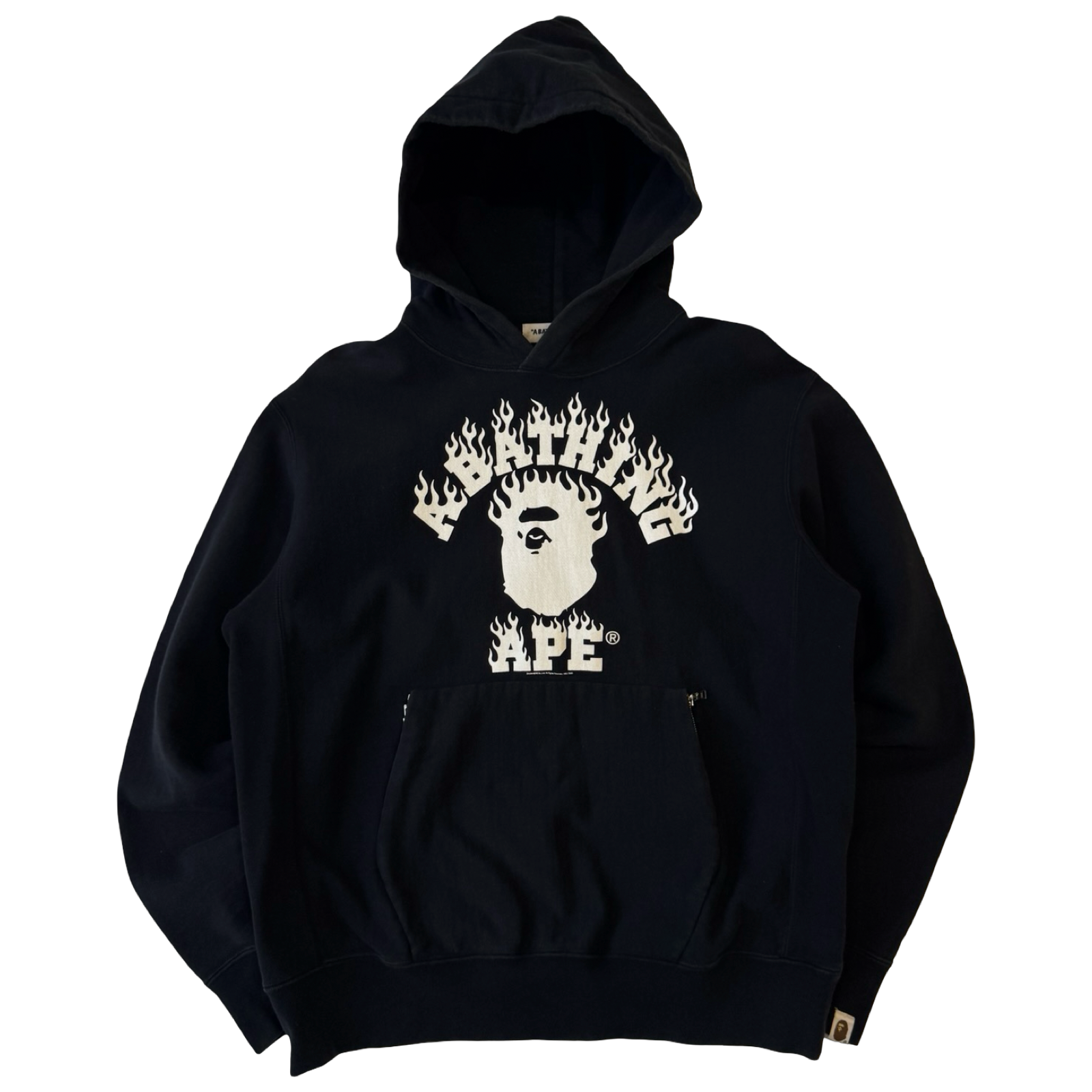 BAPE College Flame Pocket Zip Hoodie Black (USED)