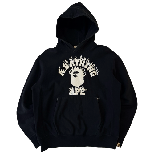 BAPE College Flame Pocket Zip Hoodie Black (USED) | Vintage Clothing Store Canada