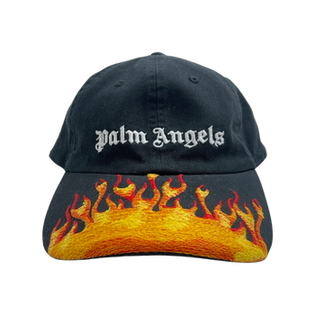 Palm Angels Jacquard Flames Logo Cap Black (USED)