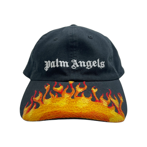 Palm Angels Jacquard Flames Logo Cap Black (USED) | Vintage Clothing Store Canada