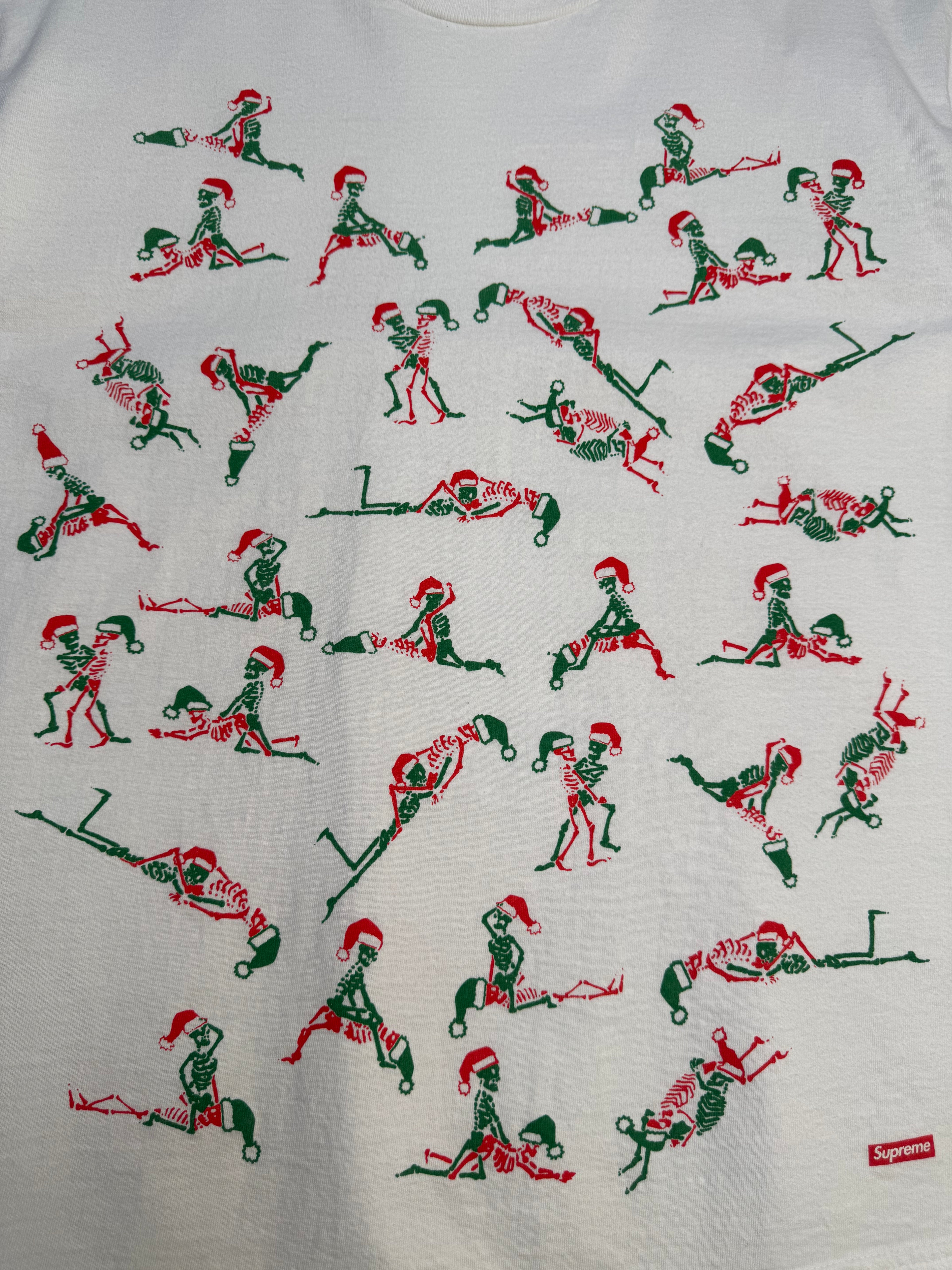 Supreme Christmas Skeleton Tee White (USED)