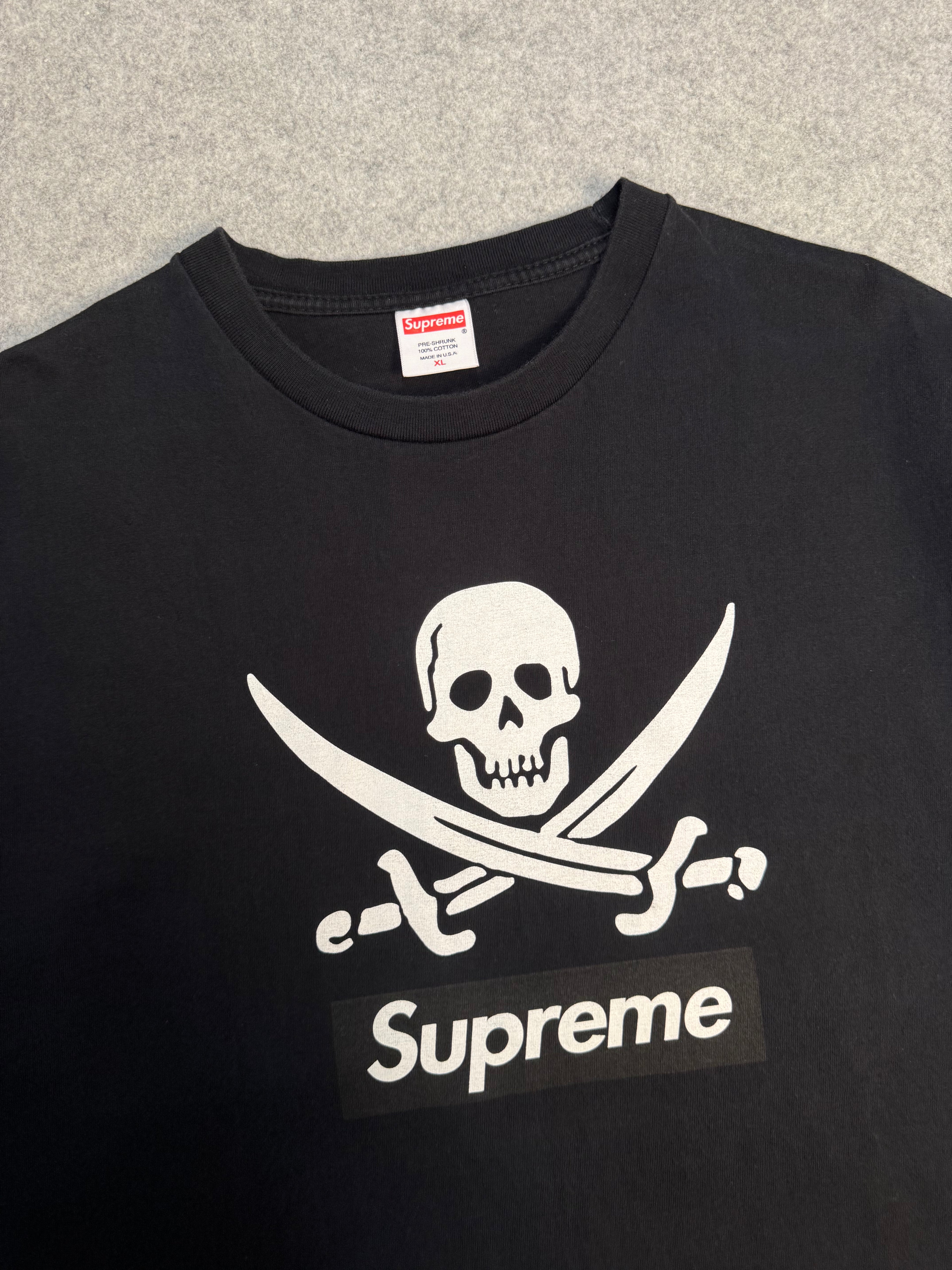 Supreme X Neighborhood Box Logo Pirate Skull Tee Black (USED)
