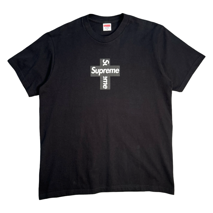 Supreme Cross Box Logo Tee Black (USED) | Vitnage Clothing Store Canada
