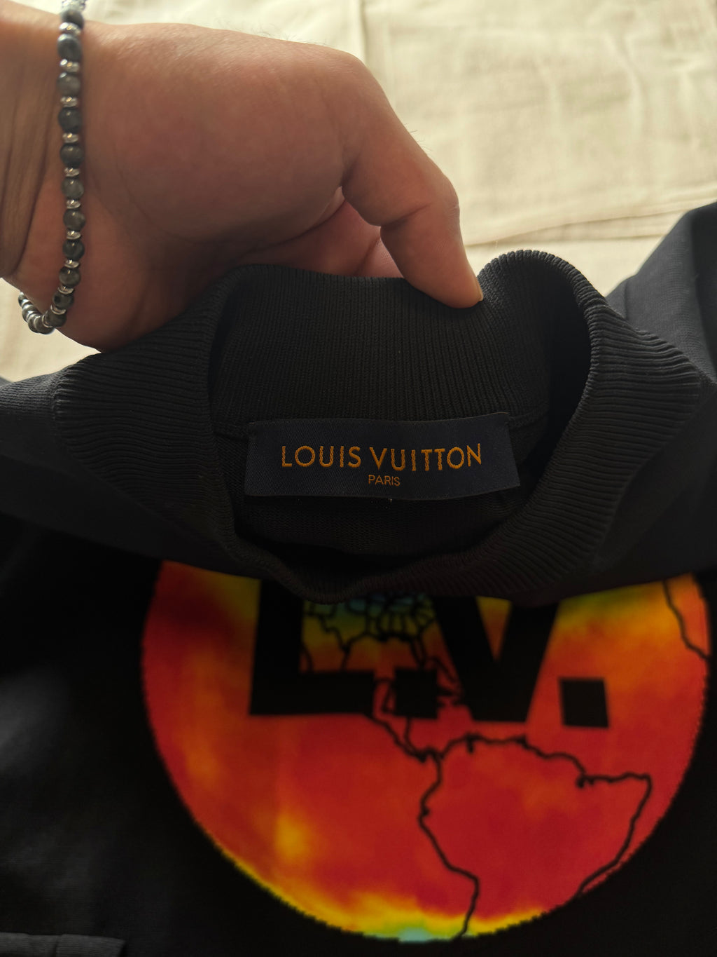 Louis Vuitton Intarsia Globe Mock Neck Sweatshirt Black