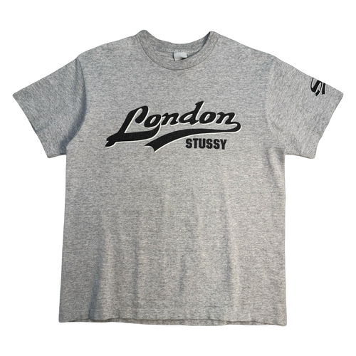Vintage 2000 Stussy London Tee Grey (USED) | Vintage Clothing Store Canada