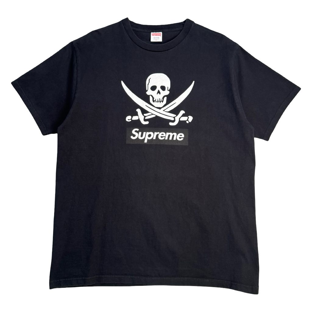 Supreme X Neighborhood Box Logo Pirate Skull Tee Black (USED)