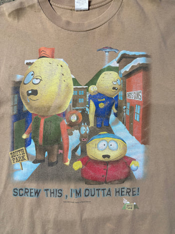 Vintage South Park Screw This I'm Outta Here Tee Light Brown