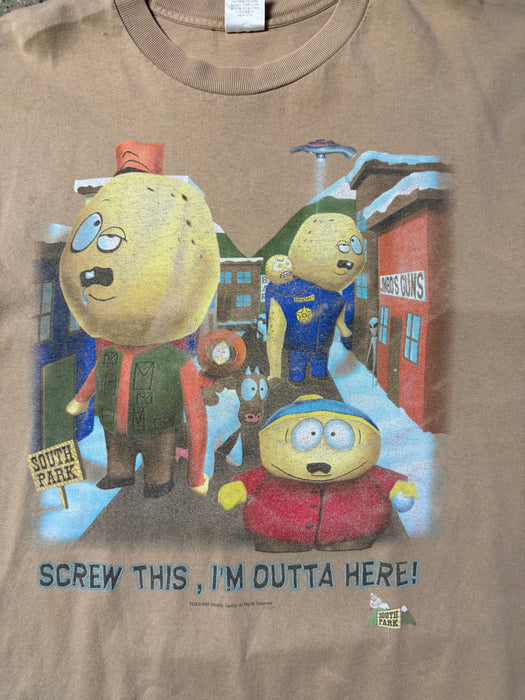 Vintage South Park Screw This I'm Outta Here Tee Light Brown | Vitnage Clothing Store Canada