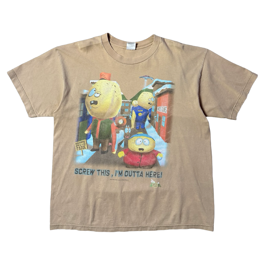 Vintage South Park Screw This I'm Outta Here Tee Light Brown