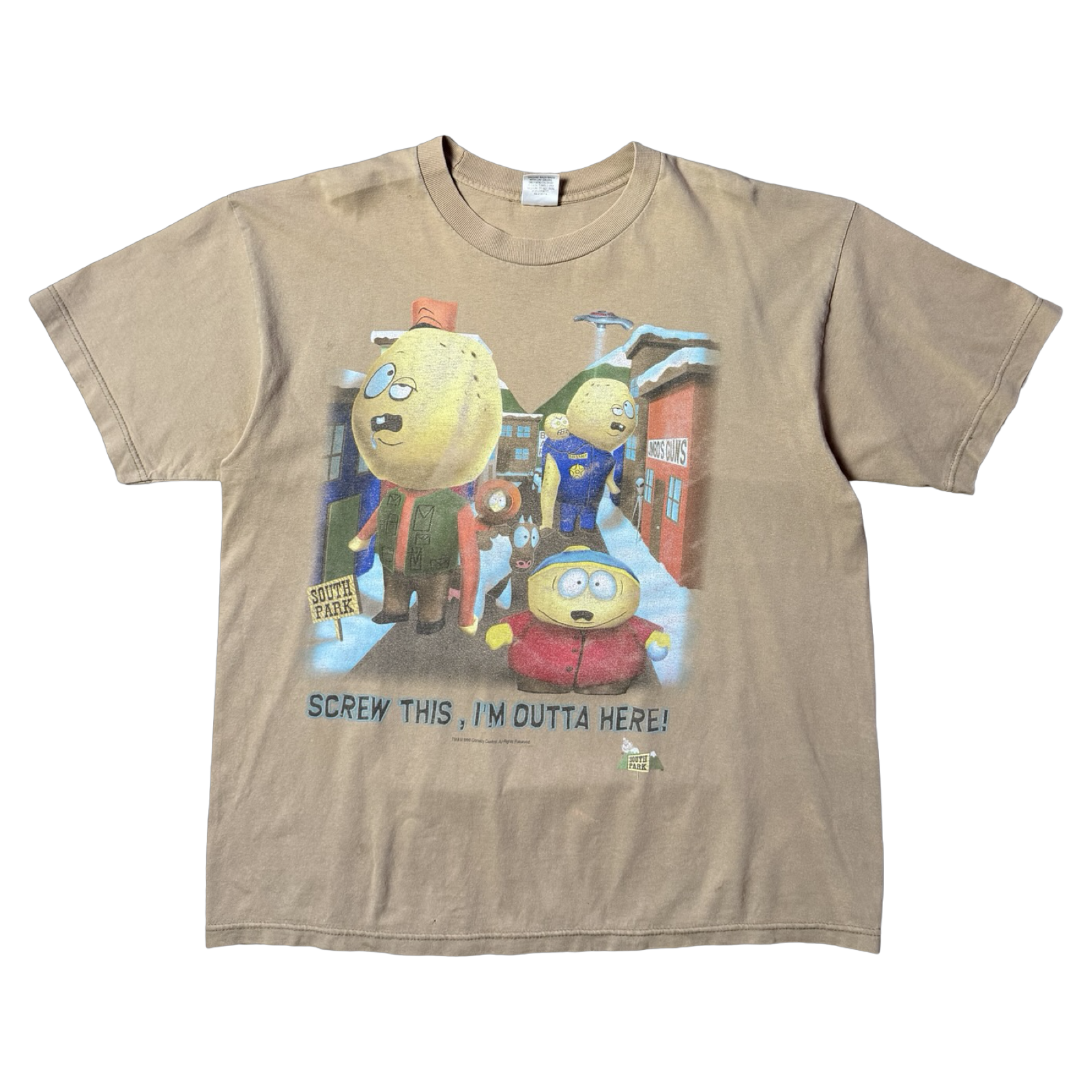 Vintage South Park Screw This I'm Outta Here Tee Light Brown