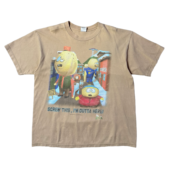 Vintage South Park Screw This I'm Outta Here Tee Light Brown
