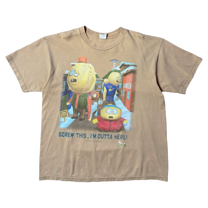 Vintage South Park Screw This I'm Outta Here Tee Light Brown | Vitnage Clothing Store Canada