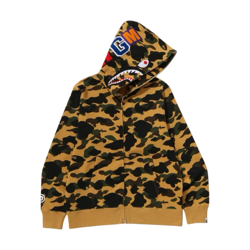BAPE 1st Camo Shark Full Zip Hoodie Yellow | Vintage Clothing Store Canada