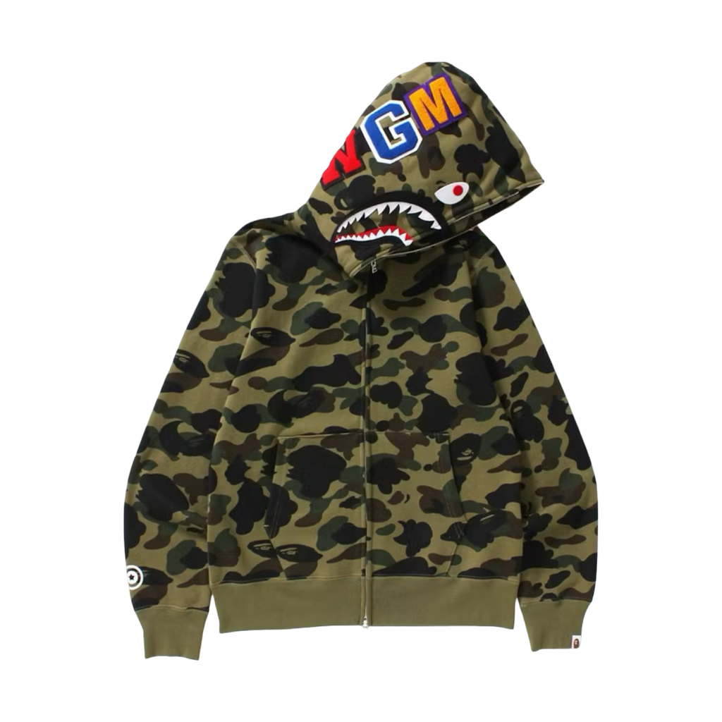BAPE 1st Camo Shark Full Zip Hoodie Green